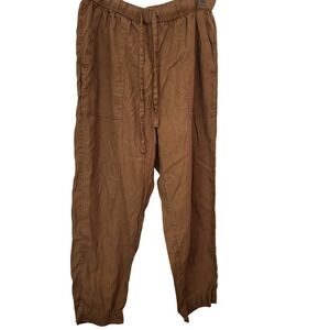 Universal Threads Womens Linen Blend Pants Size M Brown Elastic Waist Drawstring